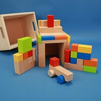 Set of 50 wooden blocks coloured with Car in box