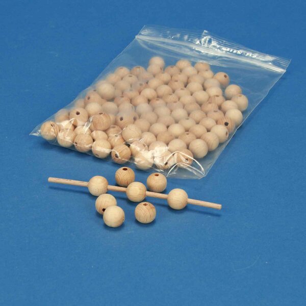 100 wooden balls beech Ø 15mm - 4mm drilled