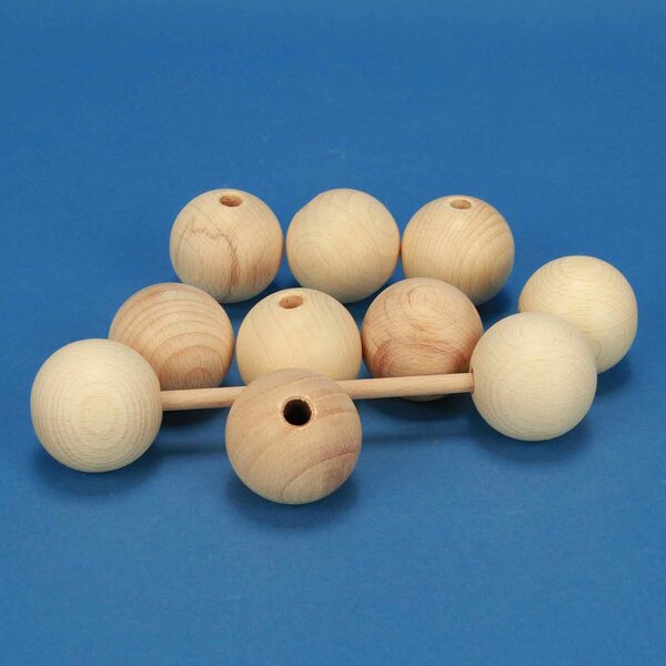 wooden balls beech Ø 40 mm half drilled 8mm